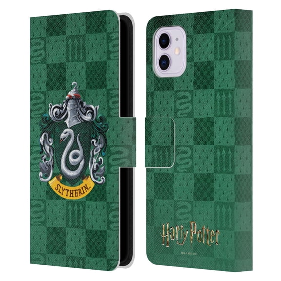 Head Case Designs Officially Licensed Harry Potter Prisoner Of Azkaban I Slytherin Crest Leather Book Wallet Case Cover Compatible with Apple iPhone 11