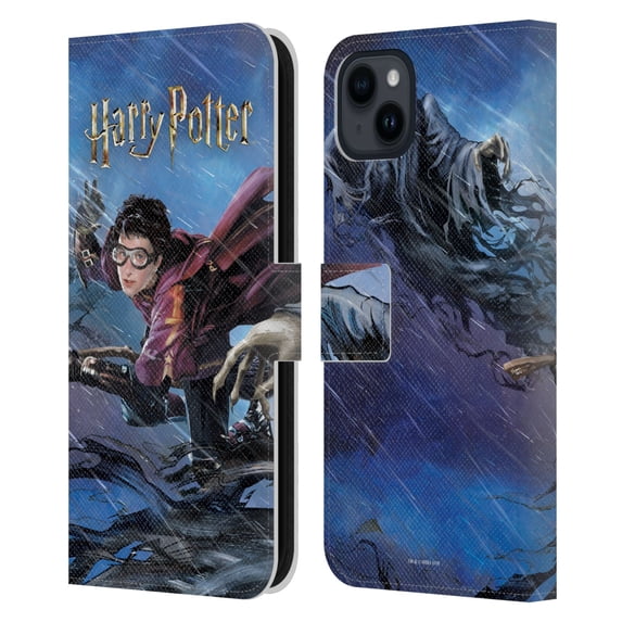 Head Case Designs Officially Licensed Harry Potter Prisoner Of Azkaban II Quidditch 1 Leather Book Wallet Case Cover Compatible with Apple iPhone 15 Plus