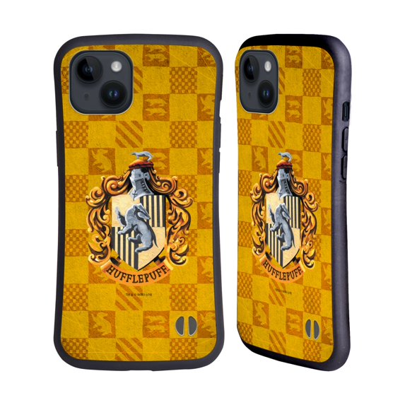 Head Case Designs Officially Licensed Harry Potter Prisoner Of Azkaban I Hufflepuff Crest Hybrid Case Compatible with Apple iPhone 15 Plus