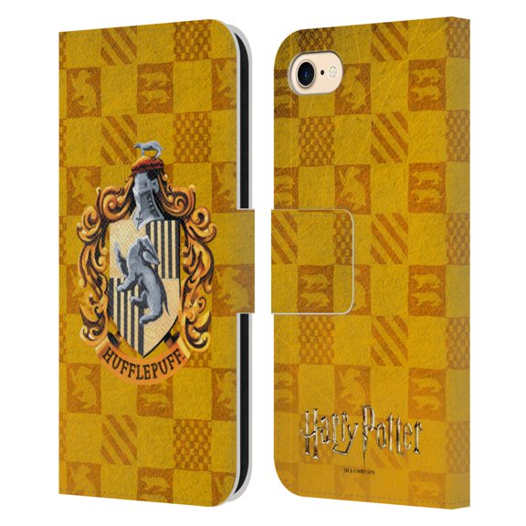 Head Case Designs Officially Licensed Harry Potter Prisoner Of Azkaban I Hufflepuff Crest Leather Book Wallet Case Compatible with Apple iPhone 7 / 8 / SE 2020 & 2022
