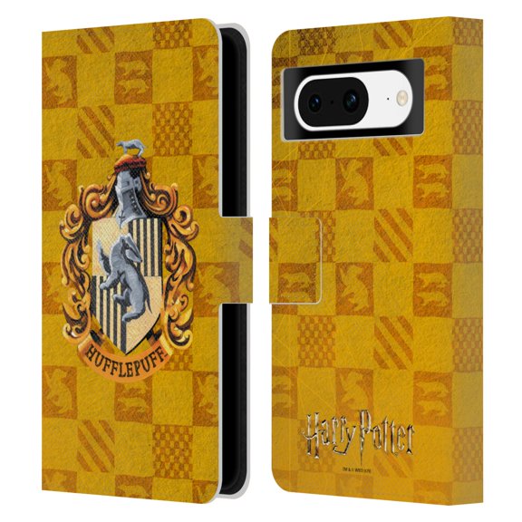 Head Case Designs Officially Licensed Harry Potter Prisoner Of Azkaban I Hufflepuff Crest Leather Book Wallet Case Cover Compatible with Google Pixel 8