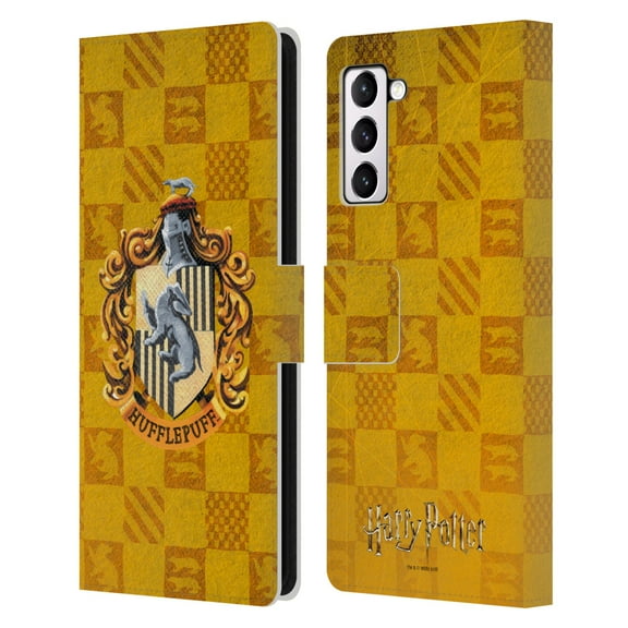 Head Case Designs Officially Licensed Harry Potter Prisoner Of Azkaban I Hufflepuff Crest Leather Book Wallet Case Cover Compatible with Samsung Galaxy S21+ 5G