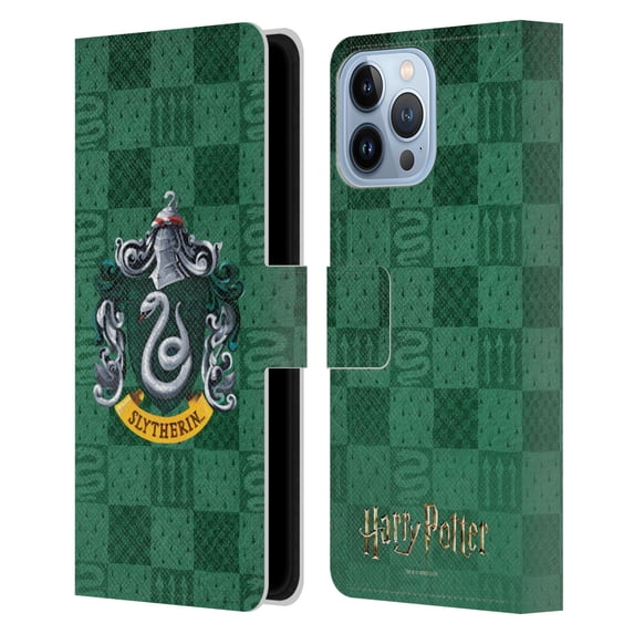 Head Case Designs Officially Licensed Harry Potter Prisoner Of Azkaban I Slytherin Crest Leather Book Wallet Case Cover Compatible with Apple iPhone 13 Pro Max