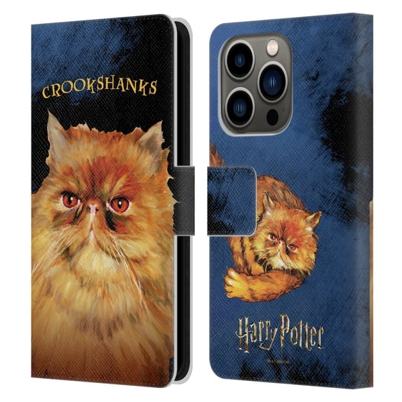 Head Case Designs Officially Licensed Harry Potter Prisoner Of Azkaban II Crookshanks Leather Book Wallet Case Cover Compatible with Apple iPhone 14 Pro
