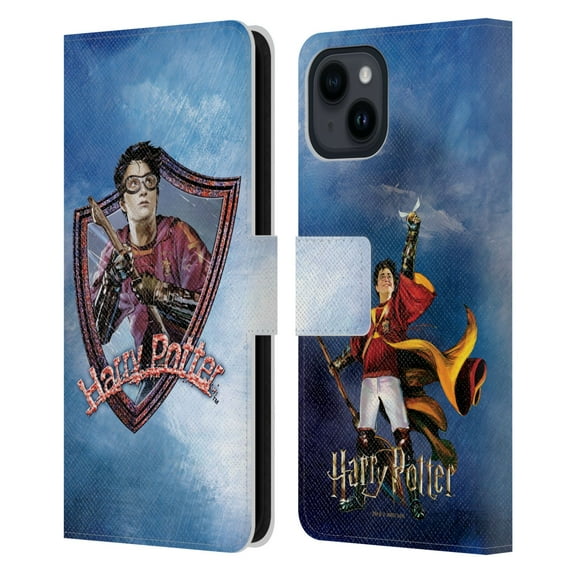 Head Case Designs Officially Licensed Harry Potter Prisoner Of Azkaban II Quidditch 2 Leather Book Wallet Case Cover Compatible with Apple iPhone 15