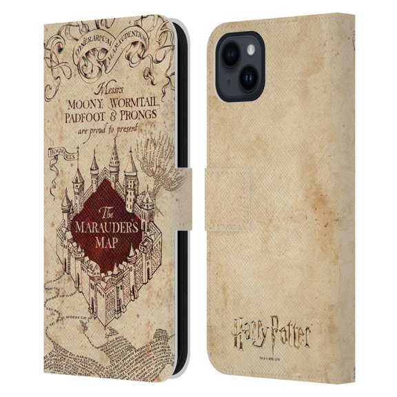 Head Case Designs Officially Licensed Harry Potter Prisoner Of Azkaban II The Marauder's Map Leather Book Wallet Case Cover Compatible with Apple iPhone 15 Plus