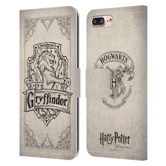 Head Case Designs Officially Licensed Harry Potter Sorcerer's Stone I Gryffindor Parchment Leather Book Wallet Case Compatible with Apple iPhone 7 Plus / iPhone 8 Plus