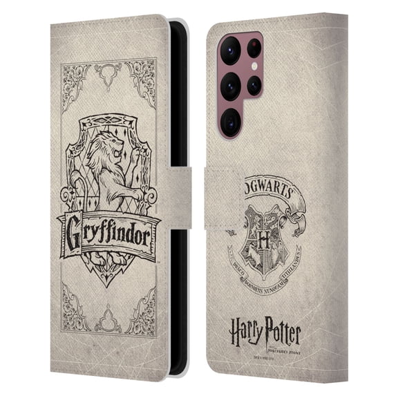 Head Case Designs Officially Licensed Harry Potter Sorcerer's Stone I Gryffindor Parchment Leather Book Wallet Case Cover Compatible with Samsung Galaxy S22 Ultra 5G