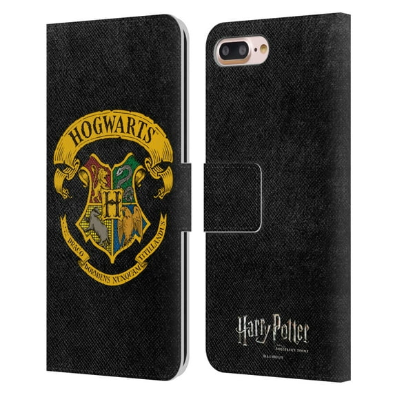 Head Case Designs Officially Licensed Harry Potter Sorcerer's Stone I Hogwarts Crest Leather Book Wallet Case Cover Compatible with Apple iPhone 7 Plus / iPhone 8 Plus
