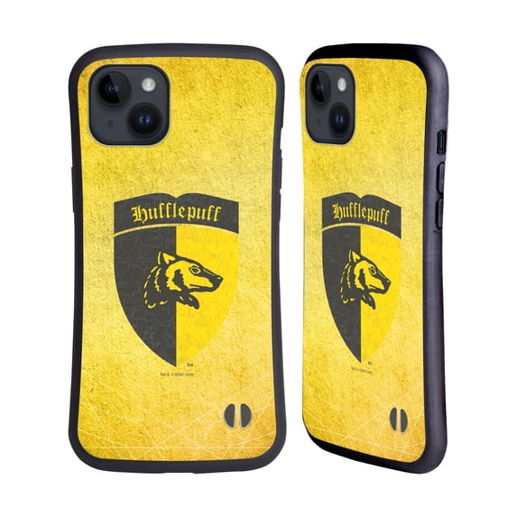 Head Case Designs Officially Licensed Harry Potter Sorcerer's Stone I Hufflepuff Crest Hybrid Case Compatible with Apple iPhone 15 Plus