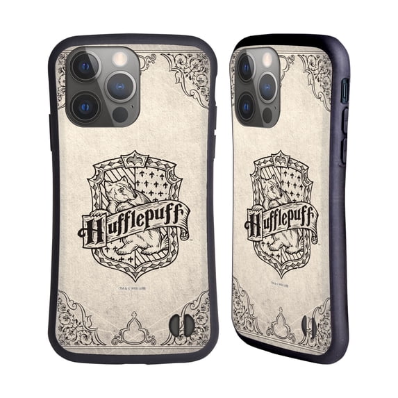 Head Case Designs Officially Licensed Harry Potter Sorcerer's Stone I Hufflepuff Parchment Hybrid Case Compatible with Apple iPhone 14 Pro
