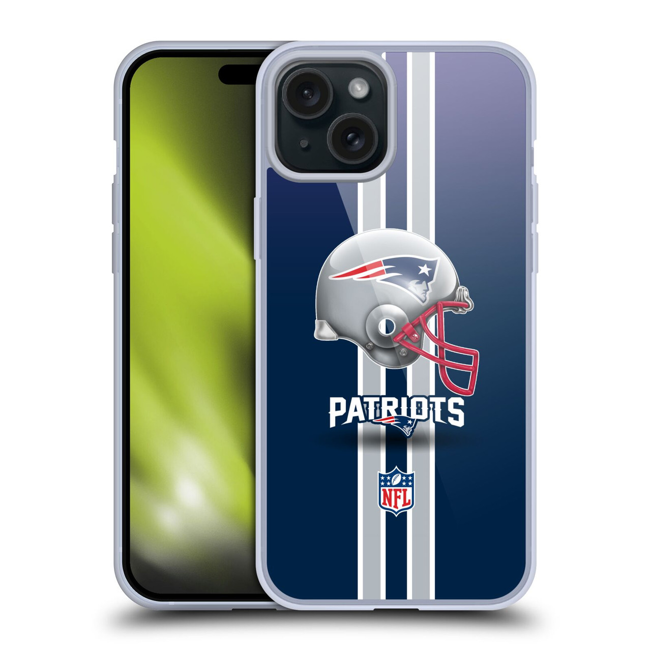 Head Case Designs NFL New England Patriots Logo Helmet Soft Gel Case for Apple iPhone 15 Plus