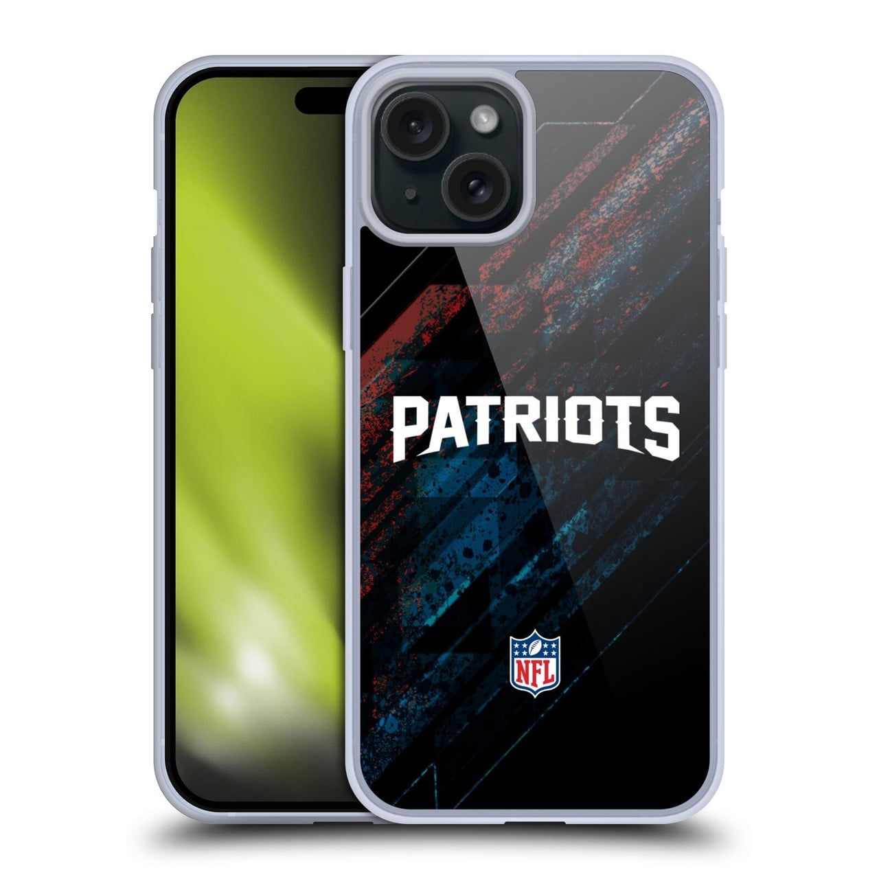 Head Case Designs NFL New England Patriots Logo Blur Soft Gel Case for Apple iPhone 15 Plus