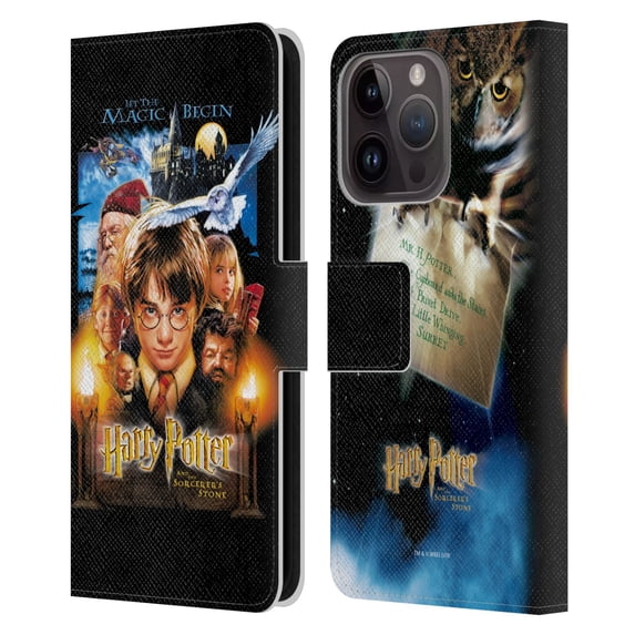 Head Case Designs Officially Licensed Harry Potter Sorcerer's Stone II Poster 1 Leather Book Wallet Case Cover Compatible with Apple iPhone 15 Pro