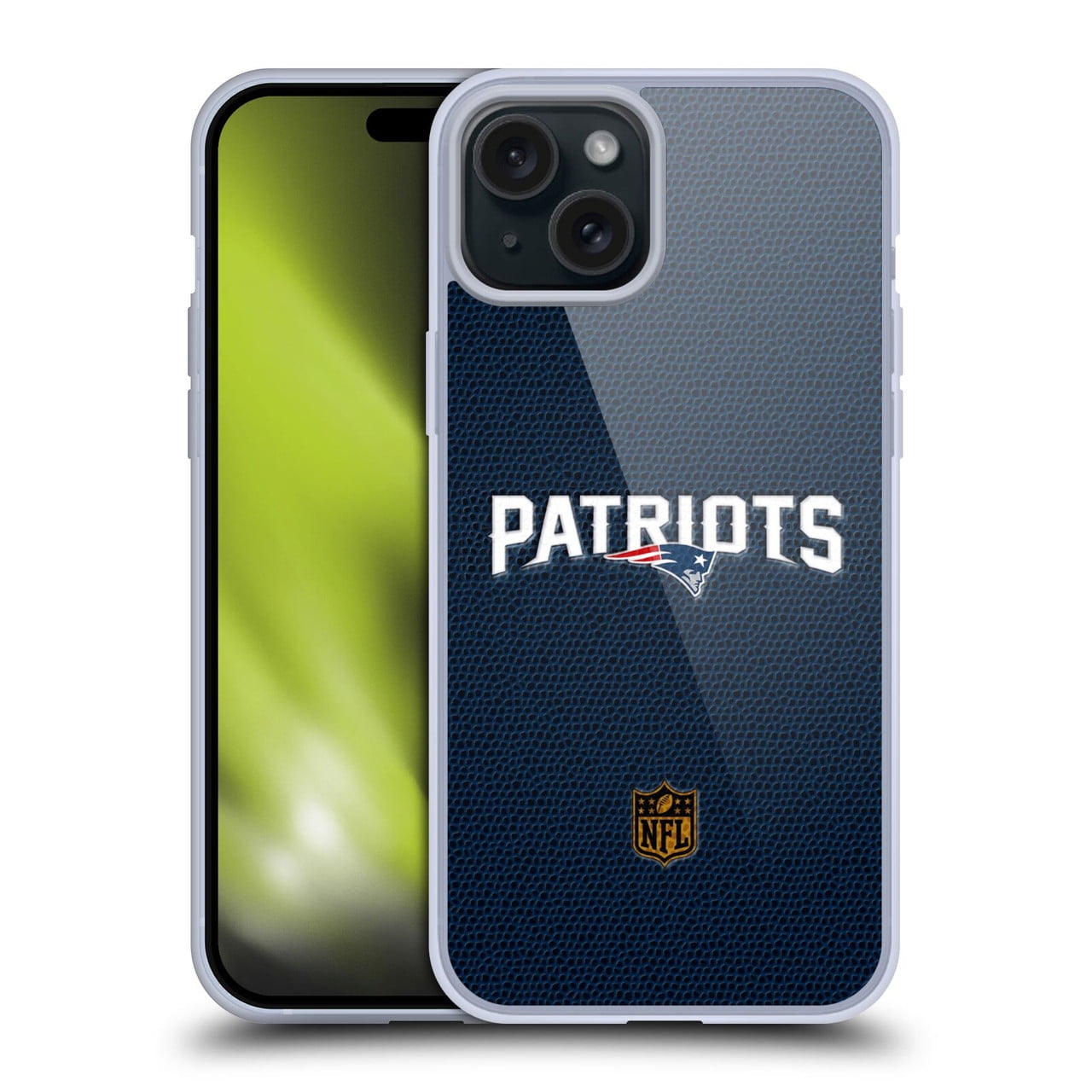 Head Case Designs NFL New England Patriots Logo Football Soft Gel Case for Apple iPhone 15 Plus