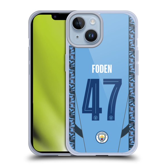 Head Case Designs Officially Licensed Manchester City Man City FC 2024/25 Players Home Kit Phil Foden Soft Gel Case Compatible with Apple iPhone 14