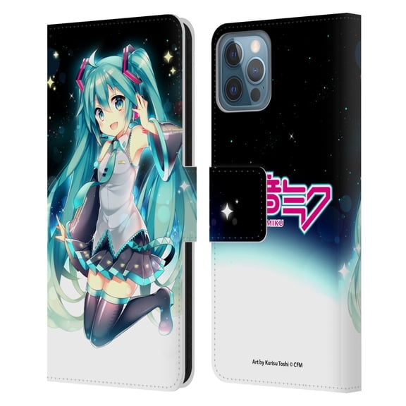 Head Case Designs Officially Licensed Hatsune Miku Graphics Night Sky Leather Book Wallet Case Cover Compatible with Apple iPhone 12 / iPhone 12 Pro