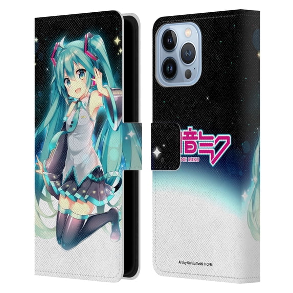 Head Case Designs Officially Licensed Hatsune Miku Graphics Night Sky Leather Book Wallet Case Cover Compatible with Apple iPhone 13 Pro Max