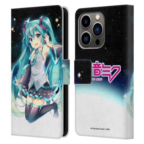 Head Case Designs Officially Licensed Hatsune Miku Graphics Night Sky Leather Book Wallet Case Cover Compatible with Apple iPhone 14 Pro