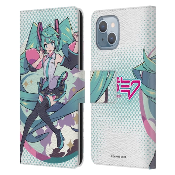 Head Case Designs Officially Licensed Hatsune Miku Graphics Pastels Leather Book Wallet Case Cover Compatible with Apple iPhone 14
