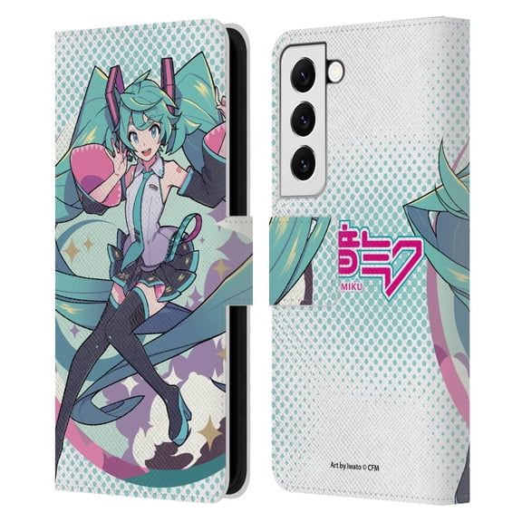 Head Case Designs Officially Licensed Hatsune Miku Graphics Pastels Leather Book Wallet Case Cover Compatible with Samsung Galaxy S22 5G