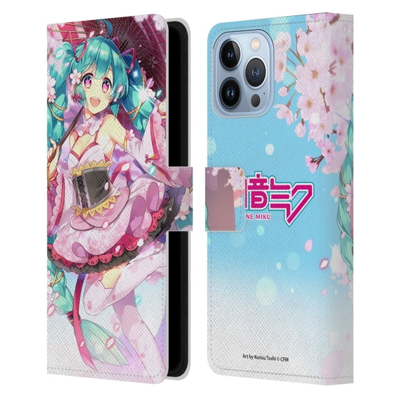 Head Case Designs Officially Licensed Hatsune Miku Graphics Sakura Leather Book Wallet Case Cover Compatible with Apple iPhone 13 Pro Max