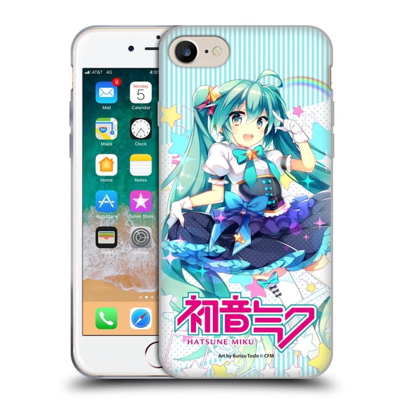 Head Case Designs Officially Licensed Hatsune Miku Graphics Stars And Rainbow Soft Gel Case Compatible with Apple iPhone 7 / 8 / SE 2020 & 2022