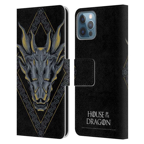 Head Case Designs Officially Licensed House Of The Dragon: Television Series Graphics Dragon Head Leather Book Case Compatible with Apple iPhone 12 / iPhone 12 Pro