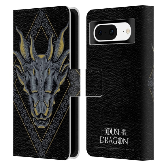Head Case Designs Officially Licensed House Of The Dragon: Television Series Graphics Dragon Head Leather Book Wallet Case Cover Compatible with Google Pixel 8