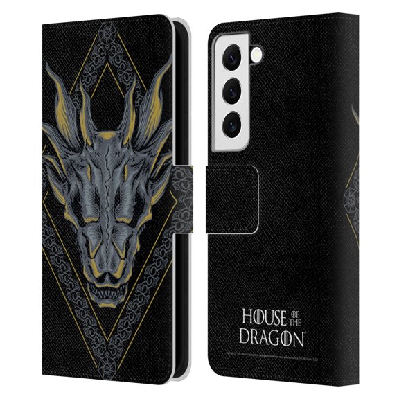 Head Case Designs Officially Licensed House Of The Dragon: Television Series Graphics Dragon Head Leather Book Wallet Case Cover Compatible with Samsung Galaxy S22 5G
