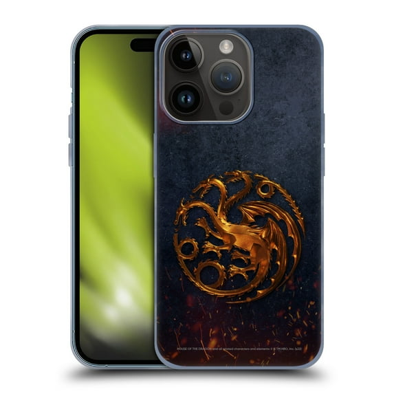 Head Case Designs Officially Licensed House Of The Dragon: Television Series Graphics Targaryen Emblem Soft Gel Case Compatible with Apple iPhone 15 Pro
