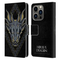 Head Case Designs Officially Licensed House Of The Dragon: Television Series Graphics Dragon Head Leather Book Wallet Case Cover Compatible with Apple iPhone 14 Pro