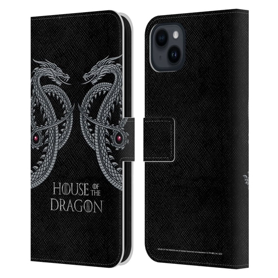 Head Case Designs Officially Licensed House Of The Dragon: Television Series Graphics Dragon Leather Book Wallet Case Cover Compatible with Apple iPhone 15 Plus