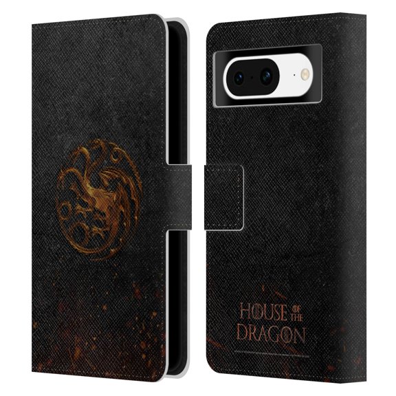 Head Case Designs Officially Licensed House Of The Dragon: Television Series Graphics Targaryen Emblem Leather Book Wallet Case Cover Compatible with Google Pixel 8