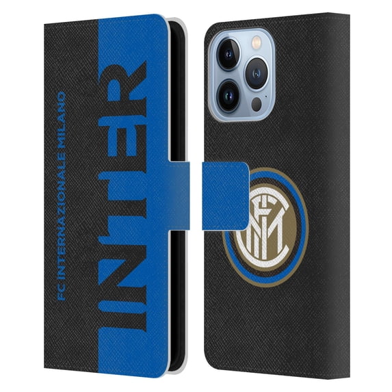Head Case Designs Officially Licensed Inter Milan Graphics Half Leather Book Wallet Case Cover Compatible with Apple iPhone 13 Pro