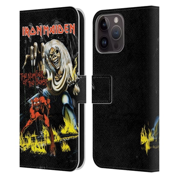 Head Case Designs Officially Licensed Iron Maiden Album Covers NOTB Leather Book Wallet Case Cover Compatible with Apple iPhone 15 Pro Max
