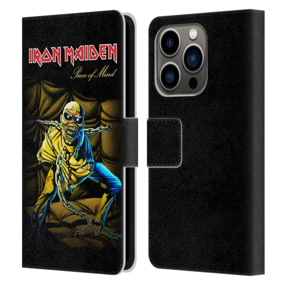 Head Case Designs Officially Licensed Iron Maiden Album Covers Piece Of Mind Leather Book Wallet Case Cover Compatible with Apple iPhone 14 Pro