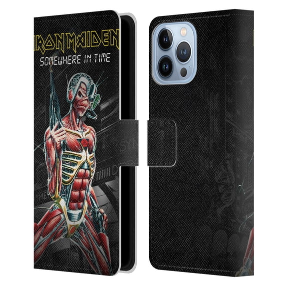 Head Case Designs Officially Licensed Iron Maiden Album Covers Somewhere Leather Book Wallet Case Cover Compatible with Apple iPhone 13 Pro Max