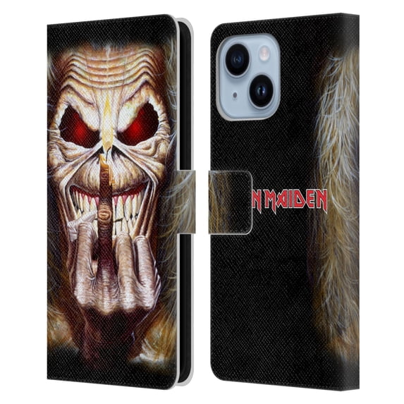 Head Case Designs Officially Licensed Iron Maiden Art Candle Finger Leather Book Wallet Case Cover Compatible with Apple iPhone 14 Plus
