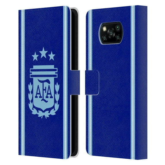 Head Case Designs Officially Licensed Argentina National Football Team 2024/25 Crest Kit Away Leather Wallet Case Compatible with Xiaomi Poco X3