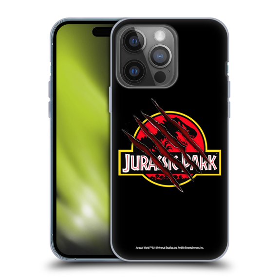 Head Case Designs Officially Licensed Jurassic Park Logo Plain Black Claw Soft Gel Case Compatible with Apple iPhone 14 Pro
