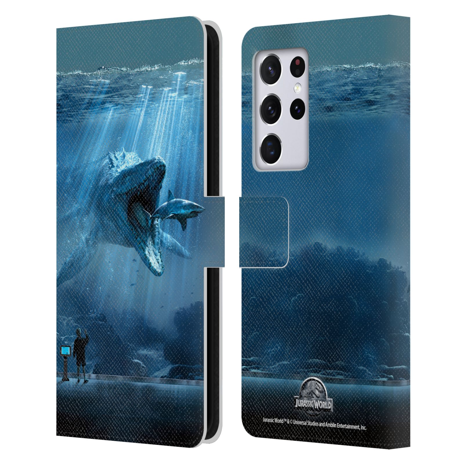 Head Case Designs Officially Licensed Jurassic World Key Art Mosasaurus Leather Book Wallet Case Cover Compatible with Samsung Galaxy S21 Ultra 5G - image 1 of 6