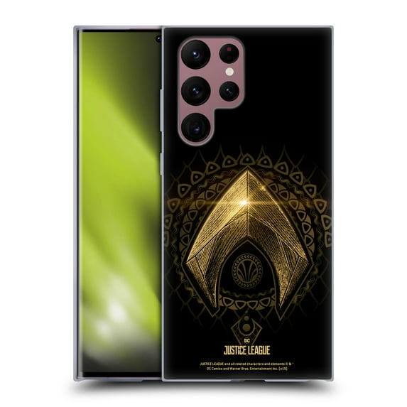 Head Case Designs Officially Licensed Justice League Movie Logos Aquaman 2 Soft Gel Case Compatible with Samsung Galaxy S22 Ultra 5G