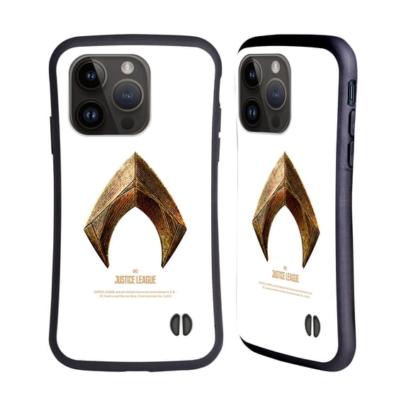 Head Case Designs Officially Licensed Justice League Movie Logos Aquaman Hybrid Case Compatible with Apple iPhone 15 Pro