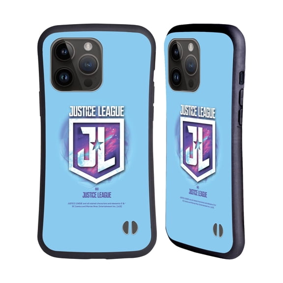 Head Case Designs Officially Licensed Justice League Movie Logos JL Badge 2 Hybrid Case Compatible with Apple iPhone 15 Pro Max