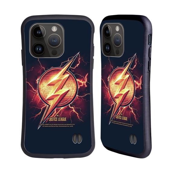 Head Case Designs Officially Licensed Justice League Movie Logos The Flash 2 Hybrid Case Compatible with Apple iPhone 15 Pro