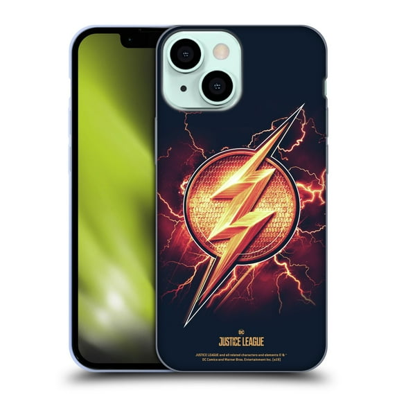 Head Case Designs Officially Licensed Justice League Movie Logos The Flash 2 Soft Gel Case Compatible with Apple iPhone 13 Mini
