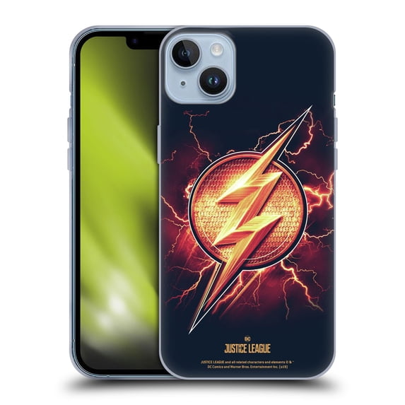 Head Case Designs Officially Licensed Justice League Movie Logos The Flash 2 Soft Gel Case Compatible with Apple iPhone 14 Plus