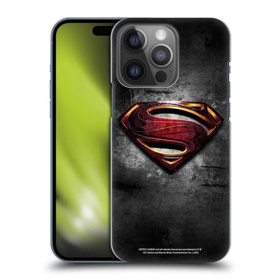 Head Case Designs Officially Licensed Justice League Movie Superman Logo Art Man Of Steel Hard Back Case Compatible with Apple iPhone 14 Pro