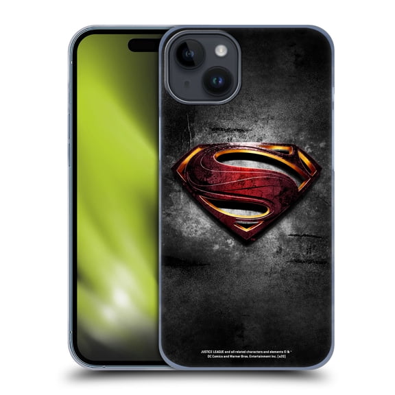 Head Case Designs Officially Licensed Justice League Movie Superman Logo Art Man Of Steel Hard Back Case Compatible with Apple iPhone 15 Plus